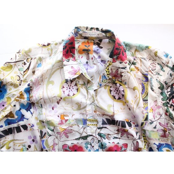 ETRO Floral Print Long Sleeve Button-Up Dress Blouse / Size 50 / US 14 / XL - Picture 4 of 9